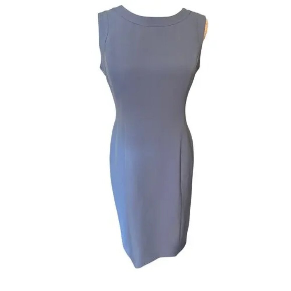 KASPER  SLEEVELESS SOLID CREPE SHEATH DRESS